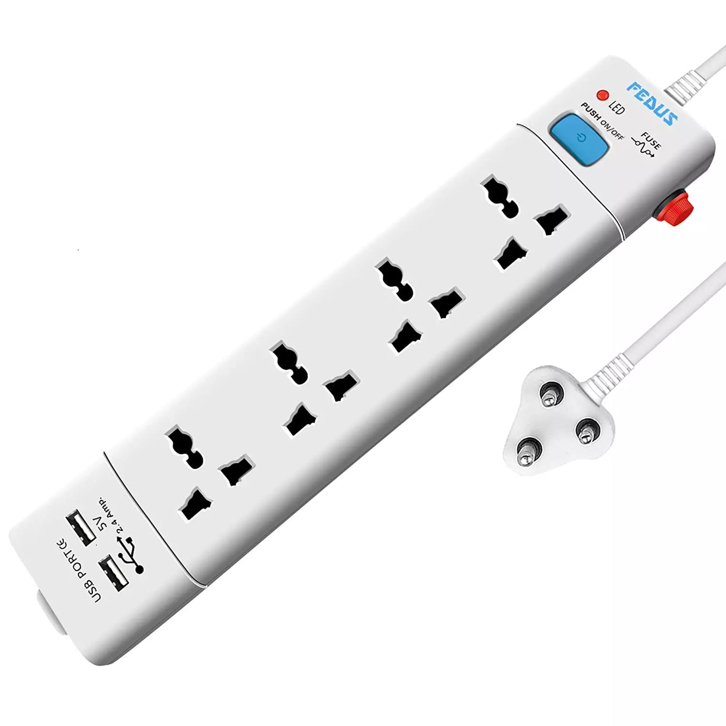 FEDUS 4-Socket Power Strip with Individual Switches & LED Indicator β Heavy Duty Extension Board (with 1.5m Cord)