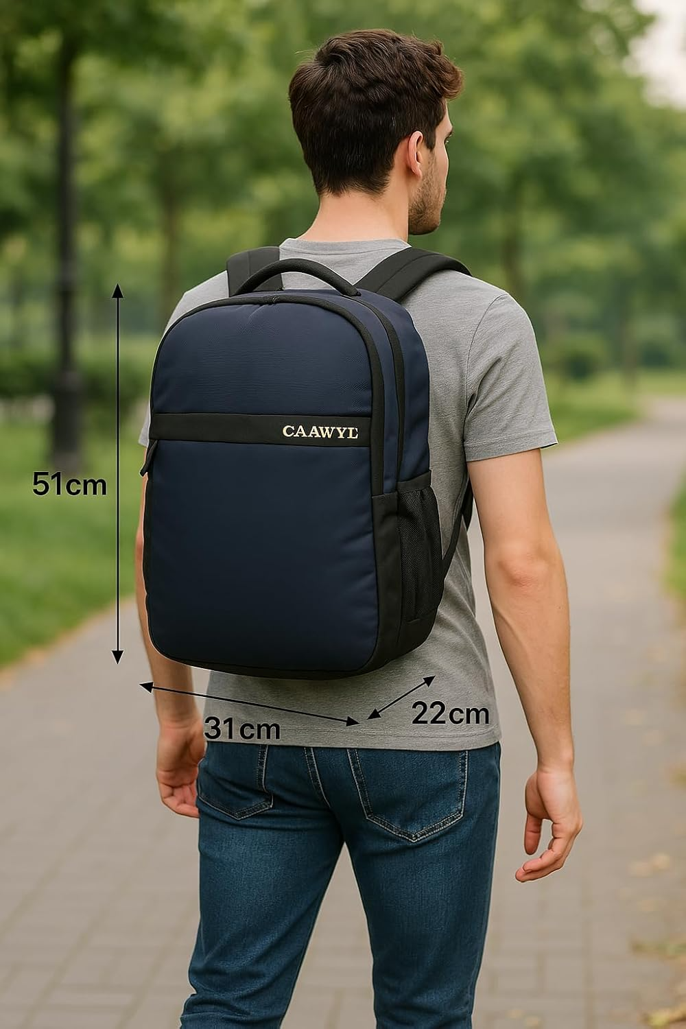 CAAWYL Laptop Backpack, Navy Blue, 15.6 inch Compatible,Office,College,Student,30L Capacity,