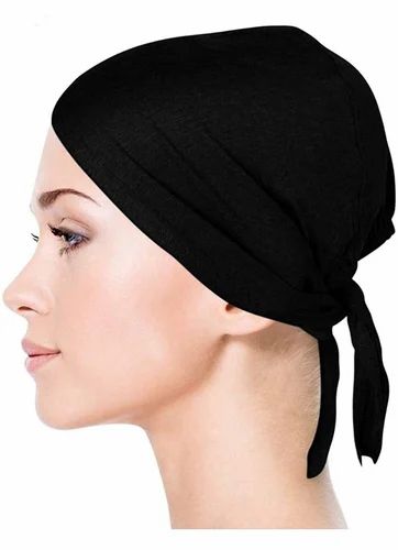 Black Tie-Back Headwrap Cap
