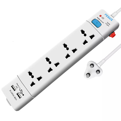 FEDUS 4-Socket Power Strip with Individual Switches & LED Indicator – Heavy Duty Extension Board (with 1.5m Cord)