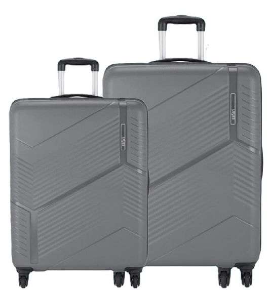 Safari Carter Hard-Sided Polypropylene Spinner Luggage Set of 2 (55cm & 67cm) – Grey, 5 Years Warranty