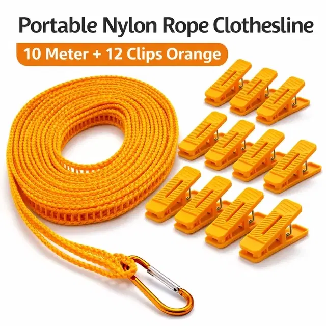 PORTABLE NYLON ROPE CLOTHESLINE 10 METER